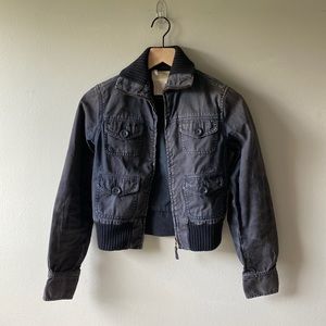 Anthropologie blue bomber jacket